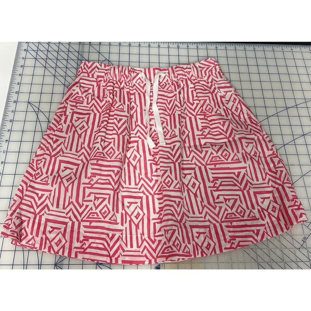 J.Crew Women's Pink/White Geometric Print Linen Blend A-Line Skirt Sz 2